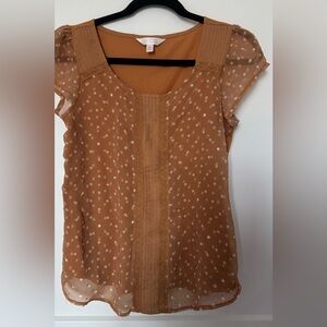 LC Lauren Conrad Sheer Polka Dot Blouse - Brown